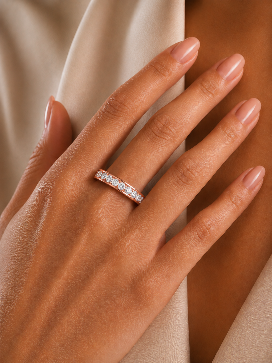 Channel Set Round Diamond Wedding Band Ring Timeless Sparkle For Women's In 14K Solid Gold - HIGHCARAT DIAMONDS