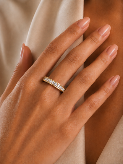 Channel Set Round Diamond Wedding Band Ring Timeless Sparkle For Women's In 14K Solid Gold - HIGHCARAT DIAMONDS