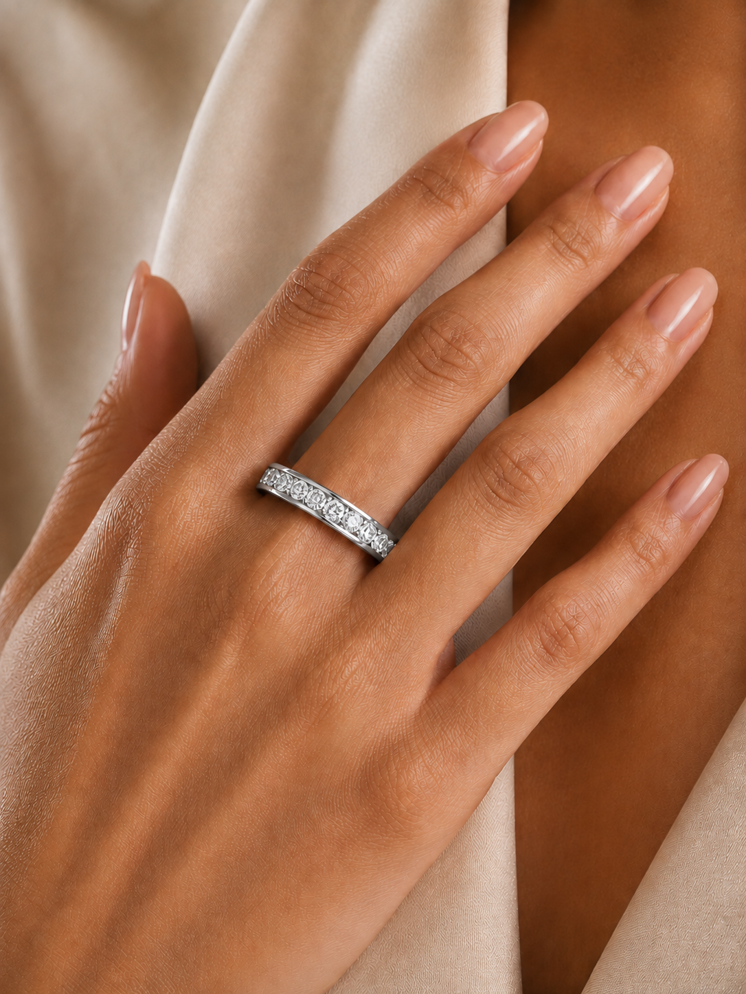 Channel Set Round Diamond Wedding Band Ring Timeless Sparkle For Women's In 14K Solid Gold - HIGHCARAT DIAMONDS