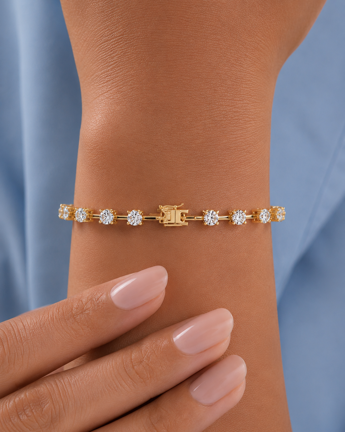 Floating Lab Grown Round Diamond Line Bracelet