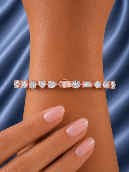 Mixed Shape Lab Grown Diamond Link Tennis Bracelet