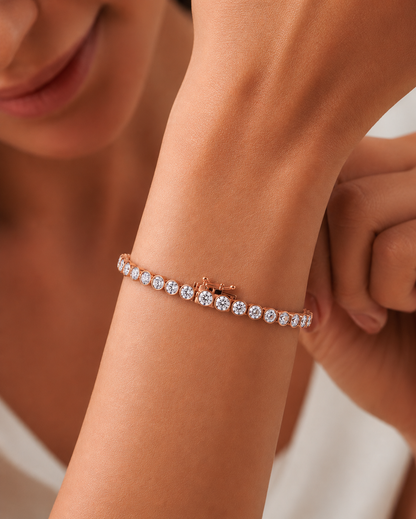 Round Cut Bezel Set Lab Grown Diamond Tennis Bracelet