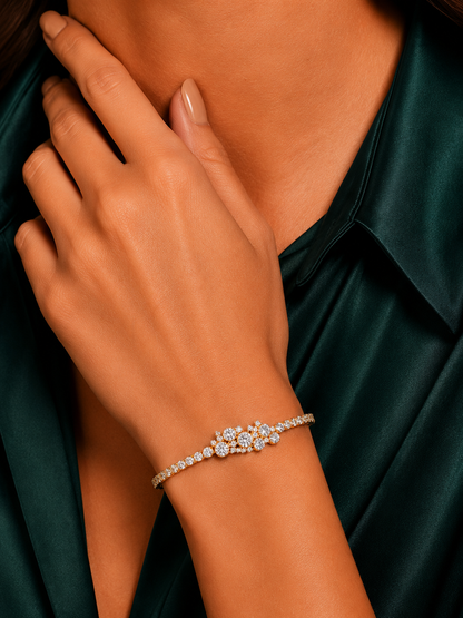 Cluster Lab Grown Diamond Tennis Style Bracelet