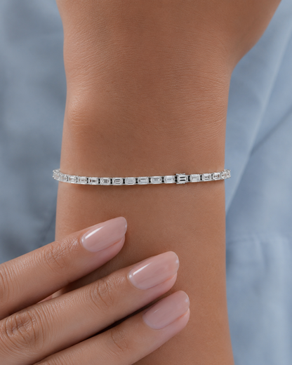 Emerald Cut Lab grown Diamond Tennis Bracelet