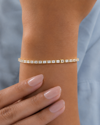 Emerald Cut Lab grown Diamond Tennis Bracelet