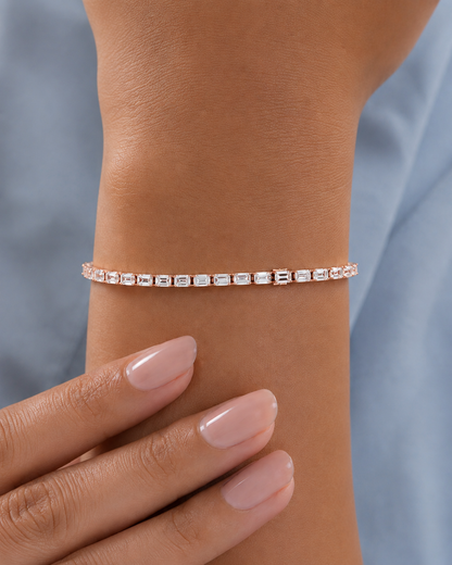 Emerald Cut Lab grown Diamond Tennis Bracelet