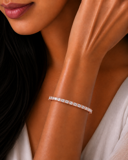 3.53 Ct Emerald Cut Lab Grown Diamond Tennis Bracelet