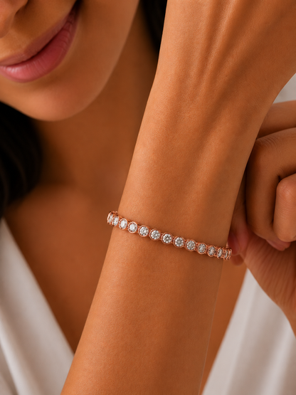 Round Cut Lab Grown Bezel Set Tennis Diamond Bracelet