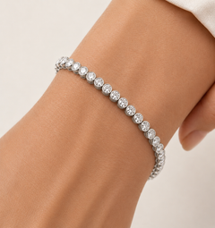 Bezel Set Round Lab-Grown Diamond Rose Gold Tennis Bracelet