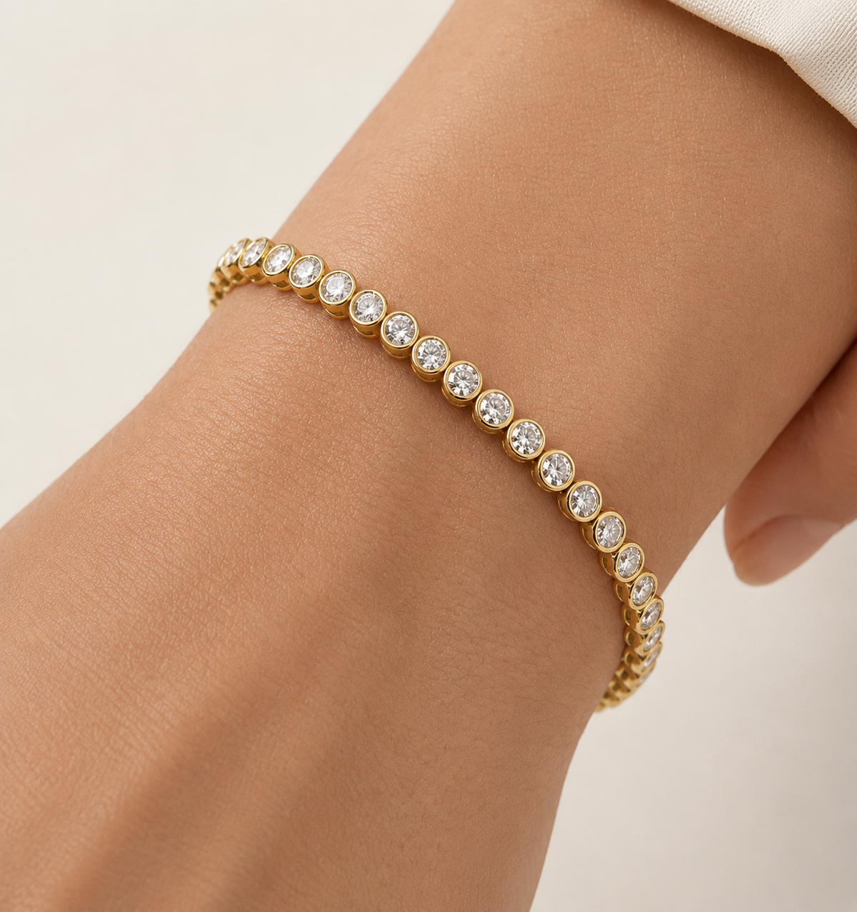 Bezel Set Round Lab-Grown Diamond Rose Gold Tennis Bracelet