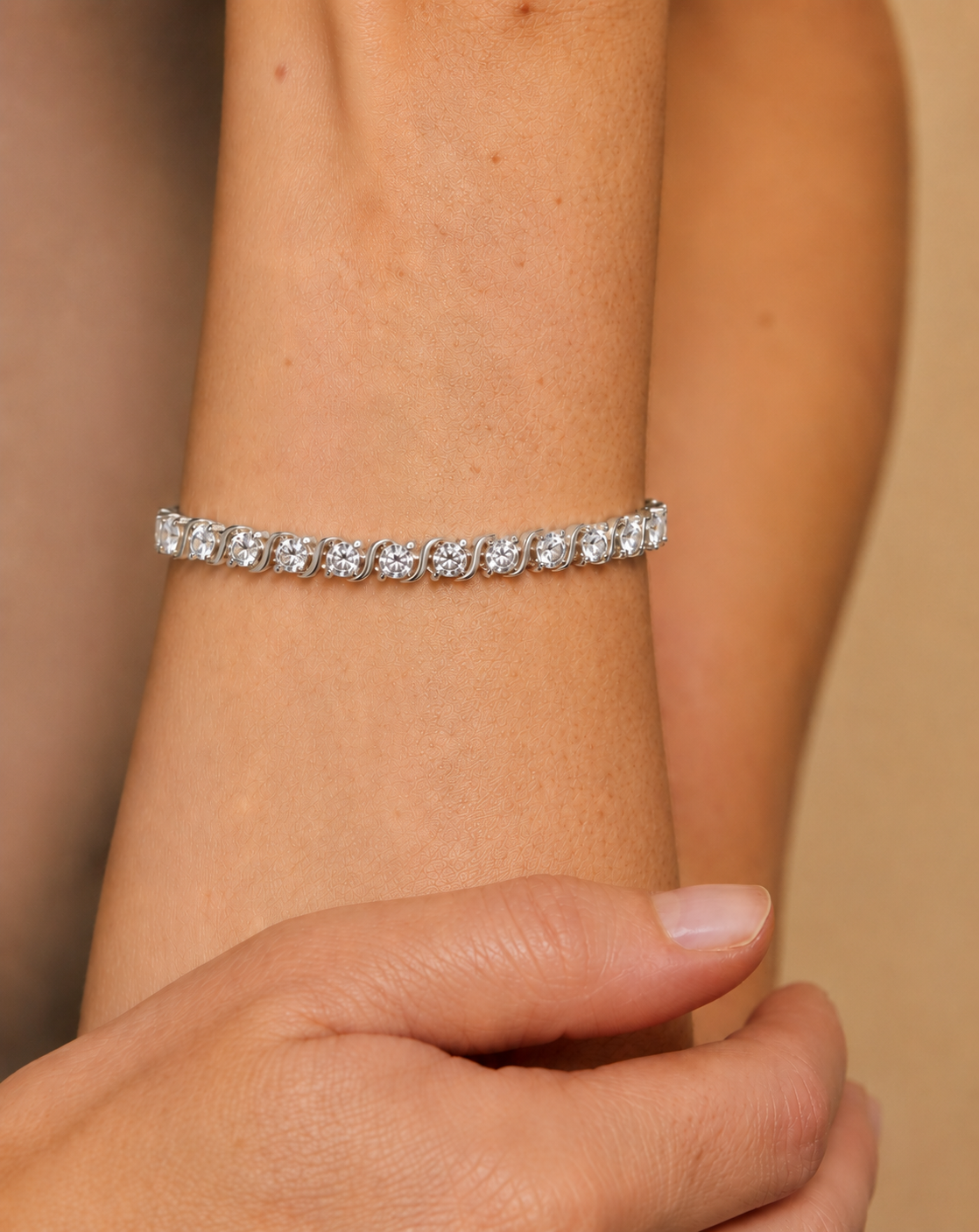 Diamond Swirl Link Lab Grown Diamond Tennis Bracelet