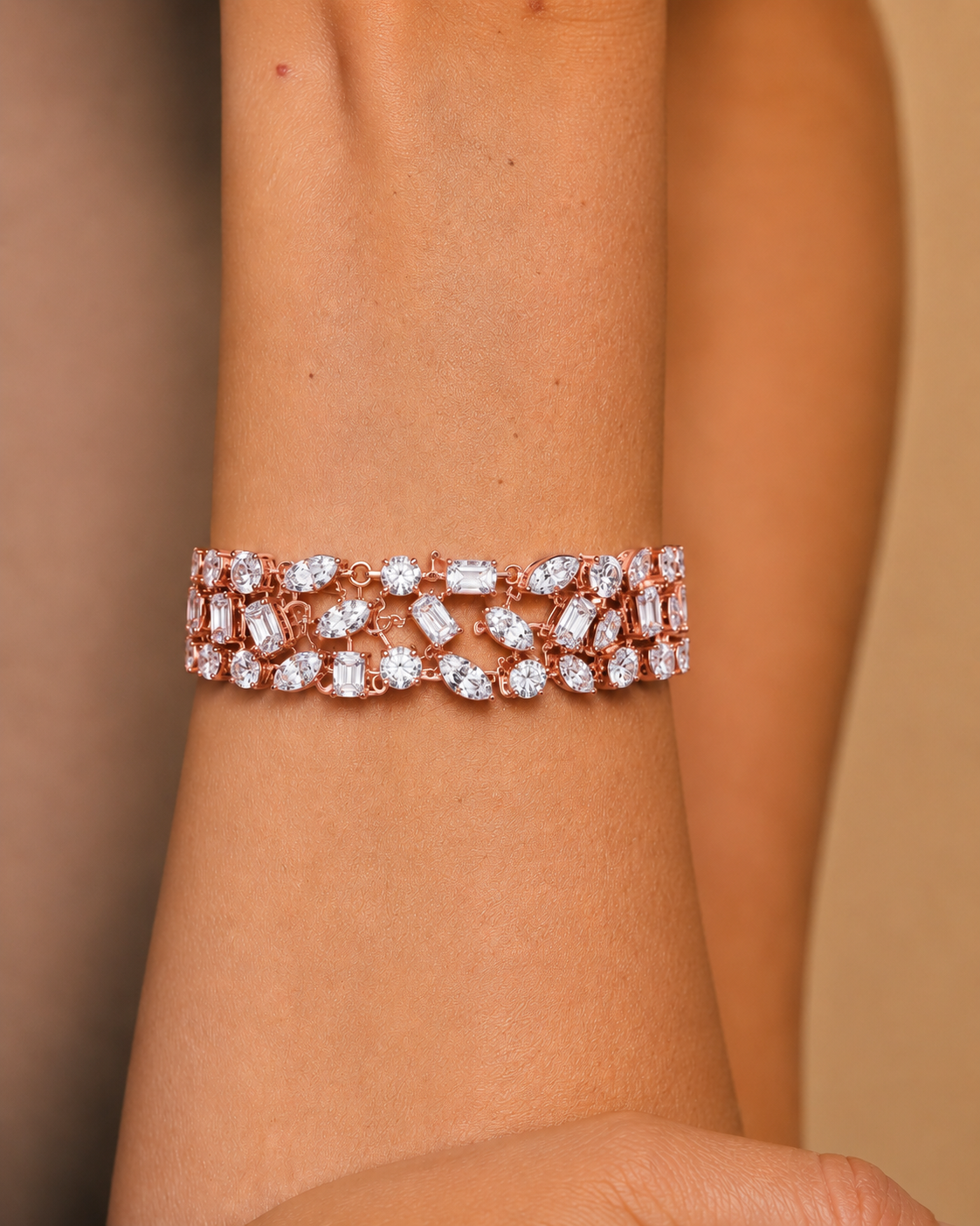 Mixed Shape Lab grown Diamond Wide Bracelet