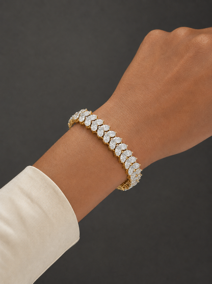 Pear Shape Cluster Lab Grown Diamond Tennis Bracelet