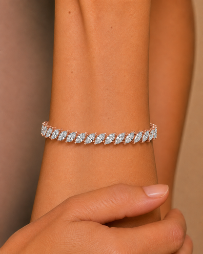 Marquise Cut Lab Grown Diamond Tennis Bracelet