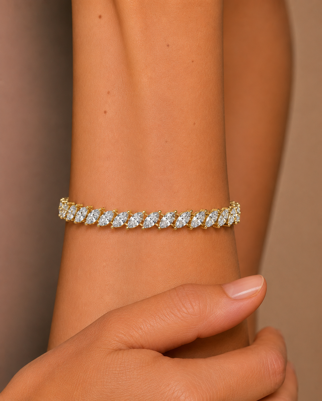 Marquise Cut Lab Grown Diamond Tennis Bracelet