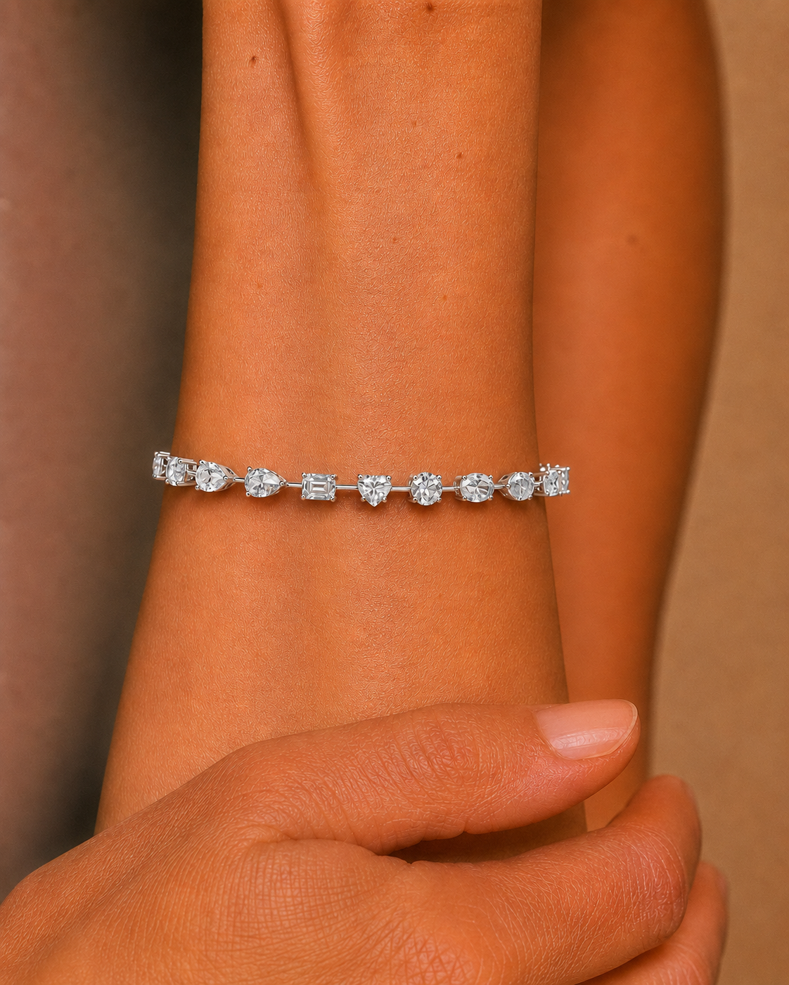Multi Shape Lab Grown Diamond Tennis Bracelet