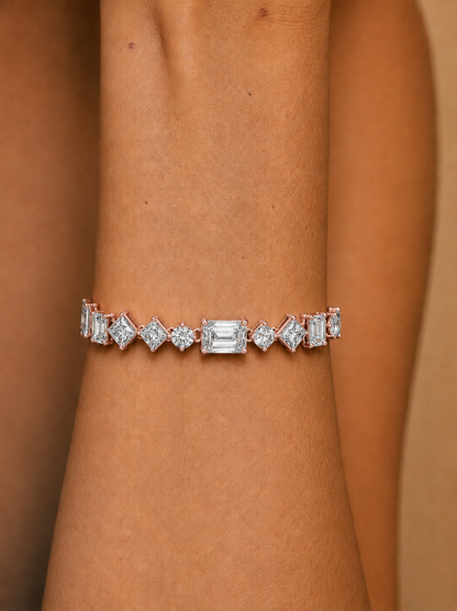 Multi Shape Lab Grown Diamond Tennis Bracelet