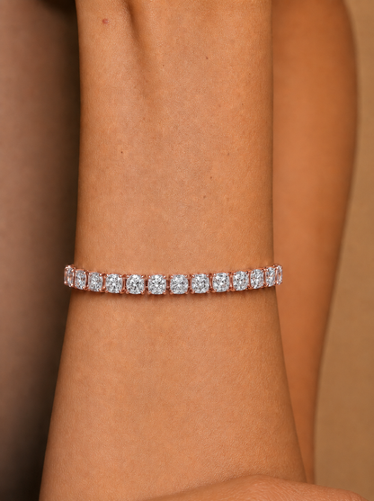 Cushion Cut Lab Grown Diamond Tennis Bracelet
