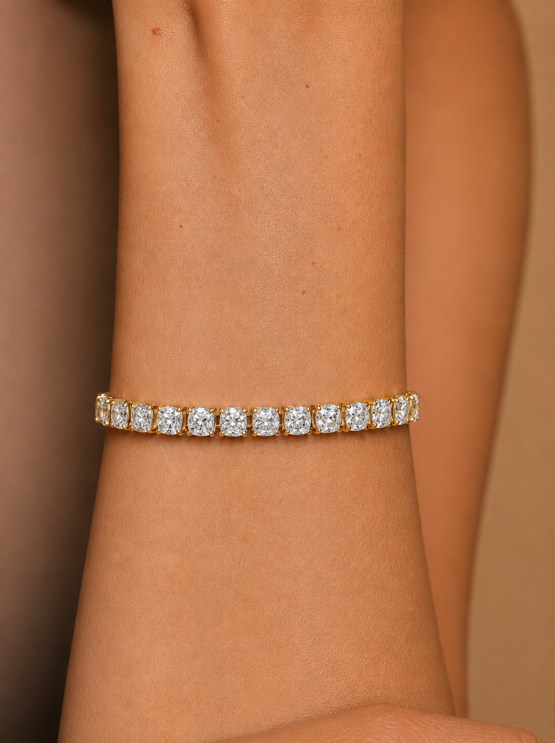 Cushion Cut Lab Grown Diamond Tennis Bracelet
