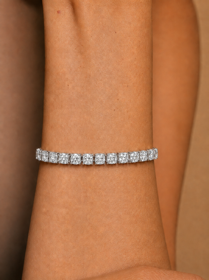 Cushion Cut Lab Grown Diamond Tennis Bracelet