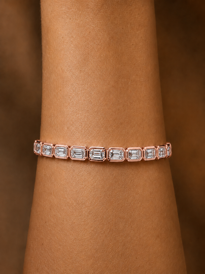 Emerald Cut Bezel Set Lab Grown Tennis Diamond Bracelet