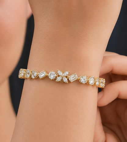 Multi Shape Lab Grown Diamond Tennis Rose Gold Bracelet