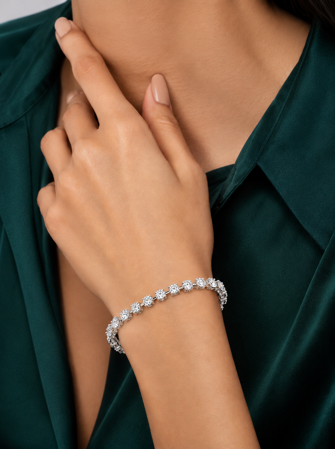 Round Lab Grown Diamond Tennis Bracelet