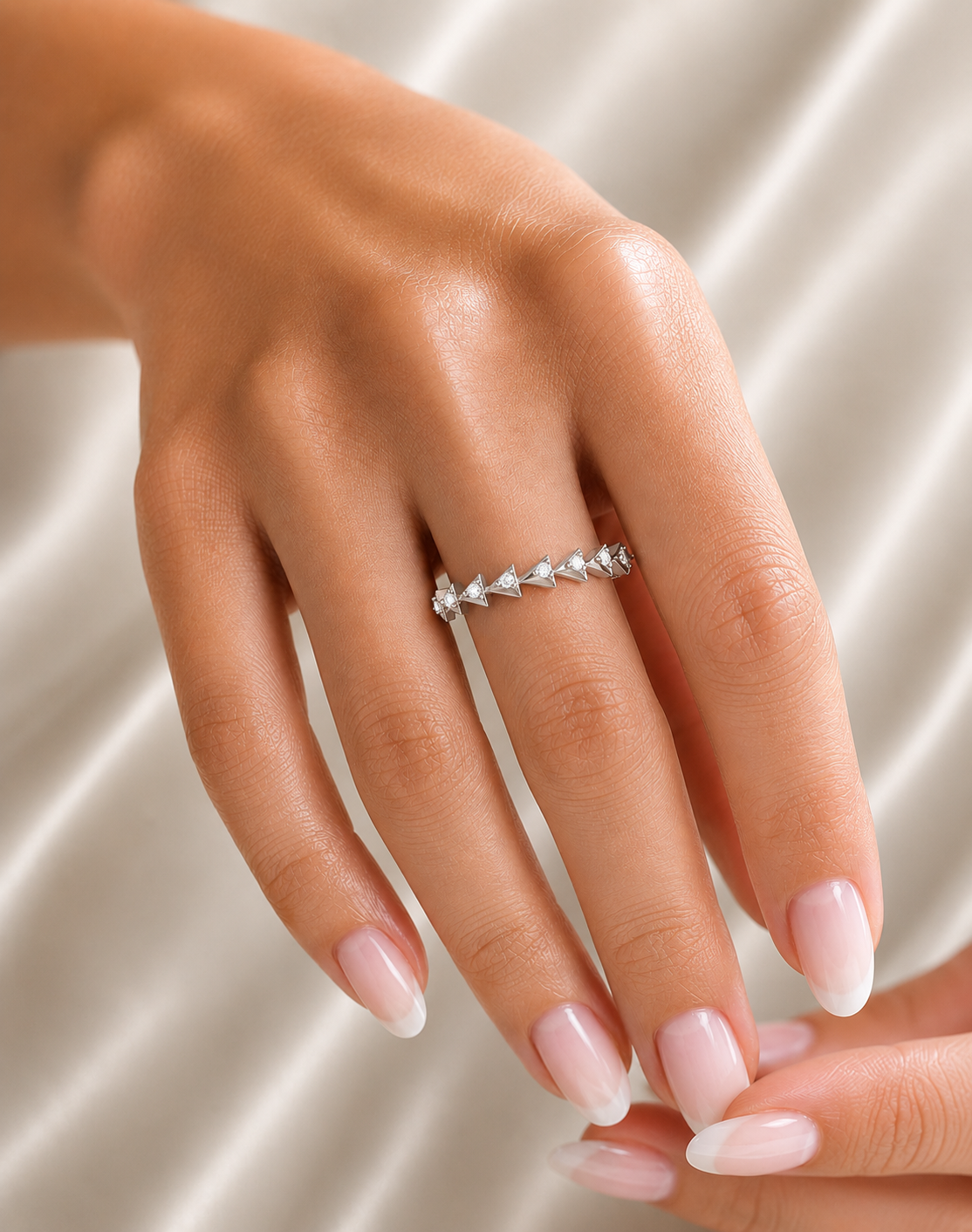 Minimalist Round Cut  Handmade Half Eternity Band Ring Gold labgrown diamond Ecofriendly Band Ring