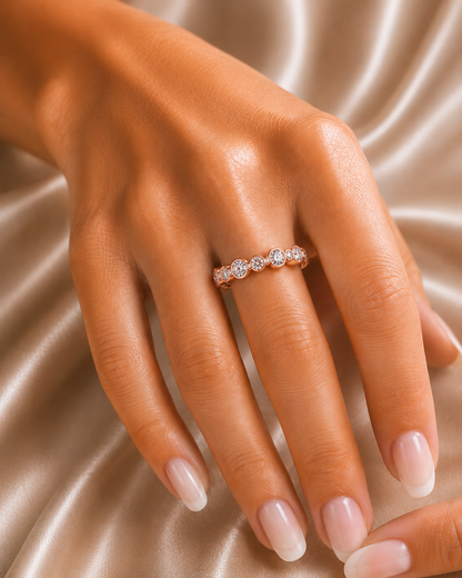 2.46Ct Round Cut High Quality Diamond Full Eternity Minimalist 14k Solid Yellow Gold Handmade Promise Band Gift For Women's