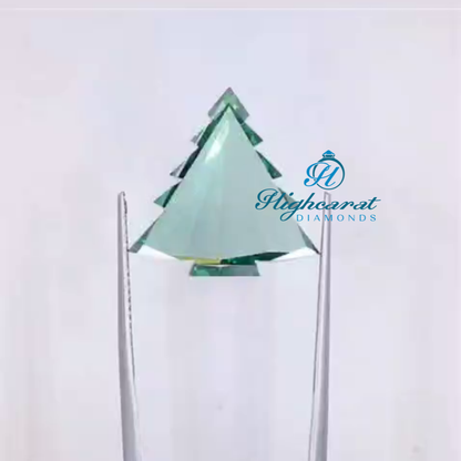 Christmas Tree Cut Lab Grown Diamond with structured geometry and bright reflection