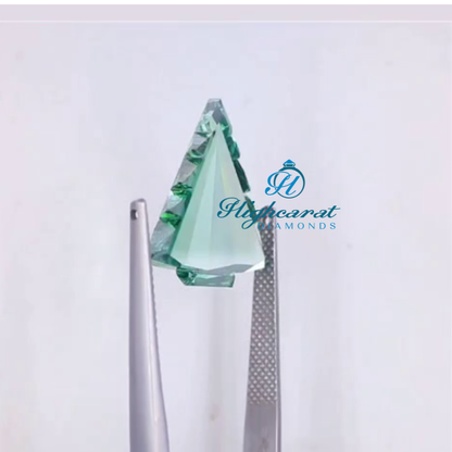 High Clarity Christmas Tree Shape Lab Grown Diamond with custom silhouette and clean symmetry