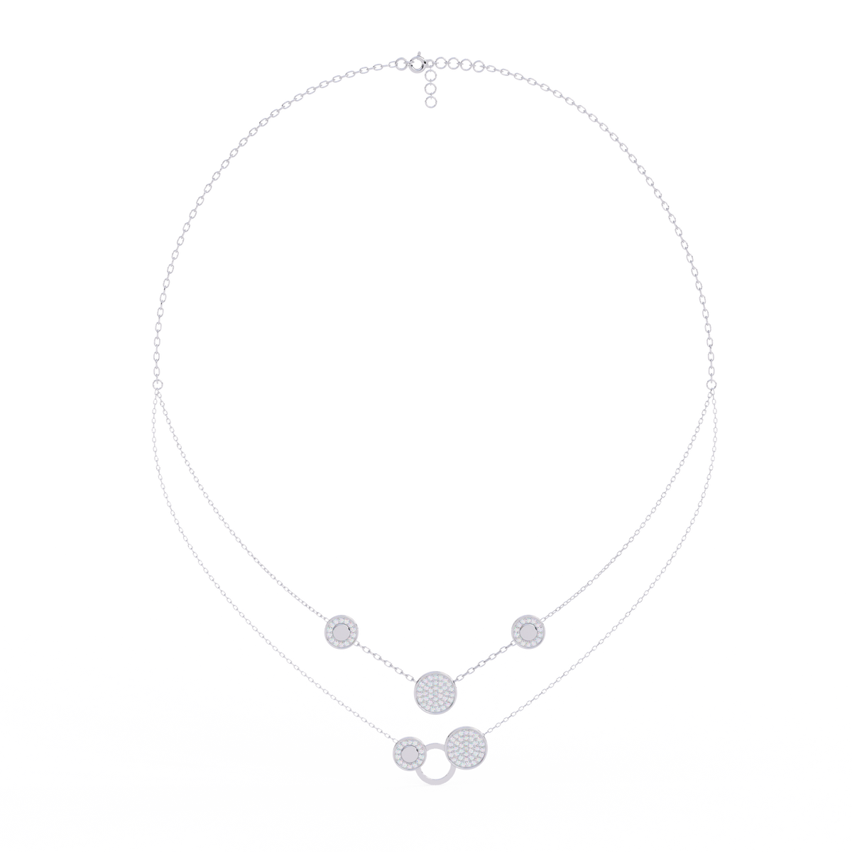Circle Shape 14k Solid Gold  Round Cut Natural And Lab Grown  Unique  Cluster Women Necklace - HIGHCARAT DIAMONDS