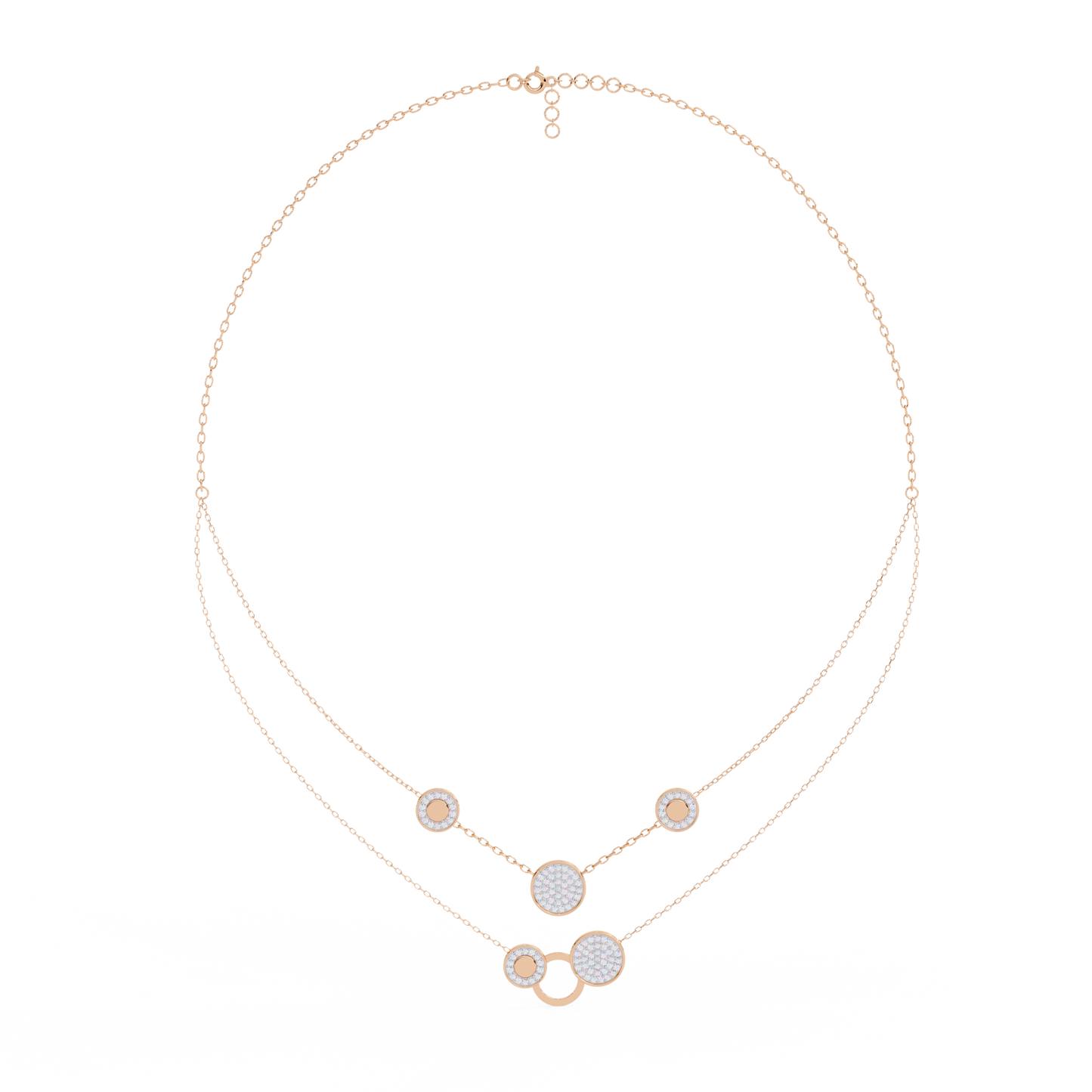 Circle Shape 14k Solid Gold  Round Cut Natural And Lab Grown  Unique  Cluster Women Necklace - HIGHCARAT DIAMONDS