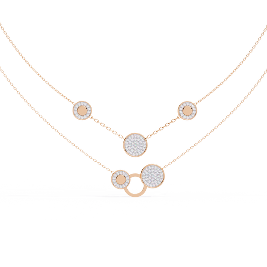 Circle Shape 14k Solid Gold  Round Cut Natural And Lab Grown  Unique  Cluster Women Necklace - HIGHCARAT DIAMONDS