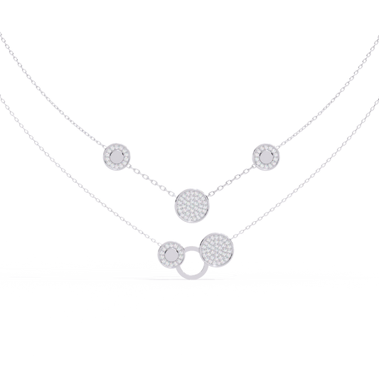 Circle Shape 14k Solid Gold  Round Cut Natural And Lab Grown  Unique  Cluster Women Necklace - HIGHCARAT DIAMONDS