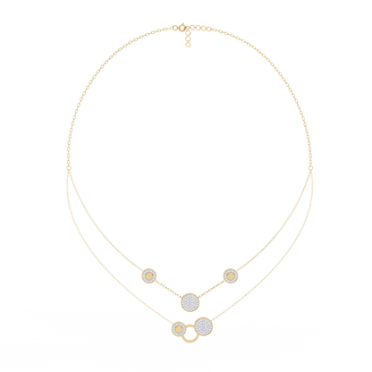 Circle Shape 14k Solid Gold  Round Cut Natural And Lab Grown  Unique  Cluster Women Necklace - HIGHCARAT DIAMONDS