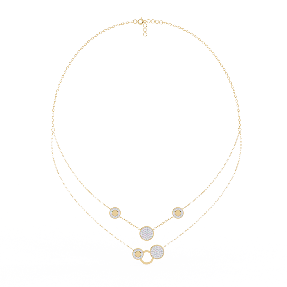 Circle Shape 14k Solid Gold  Round Cut Natural And Lab Grown  Unique  Cluster Women Necklace - HIGHCARAT DIAMONDS