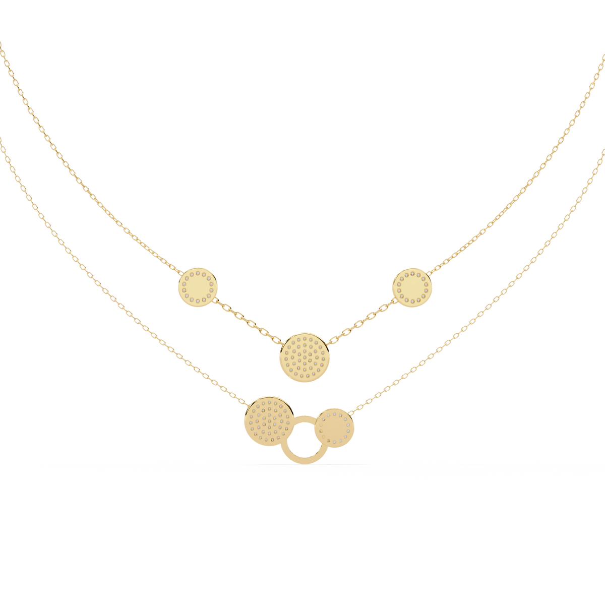 Circle Shape 14k Solid Gold  Round Cut Natural And Lab Grown  Unique  Cluster Women Necklace - HIGHCARAT DIAMONDS
