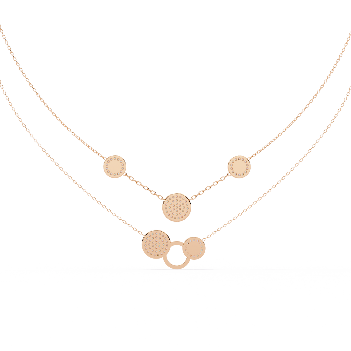 Circle Shape 14k Solid Gold  Round Cut Natural And Lab Grown  Unique  Cluster Women Necklace - HIGHCARAT DIAMONDS
