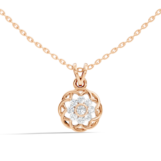 Unique Round Cut Diamond Pendant In 14K White Gold Customized Jewelry For Her - HIGHCARAT DIAMONDS