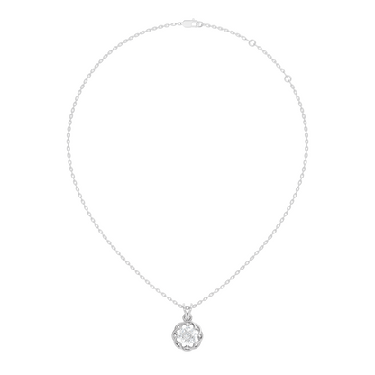 Unique Round Cut Diamond Pendant In 14K White Gold Customized Jewelry For Her - HIGHCARAT DIAMONDS