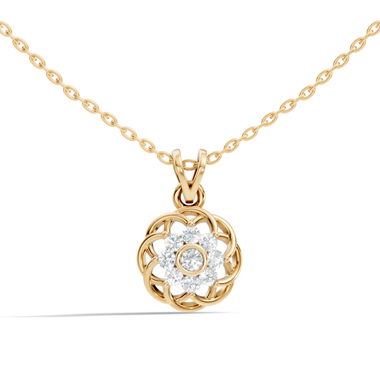 Unique Round Cut Diamond Pendant In 14K White Gold Customized Jewelry For Her - HIGHCARAT DIAMONDS