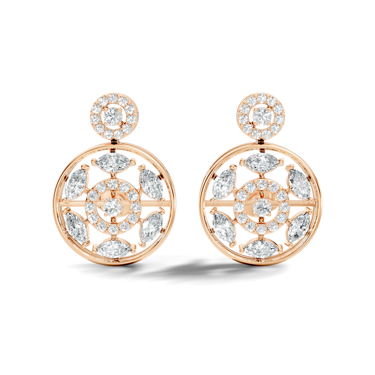1.80 Ct Marquise & Round Shape Natural & Lab grown Diamond 14k solid White Gold New Every Wear fabulous Earrings For Her - HIGHCARAT DIAMONDS