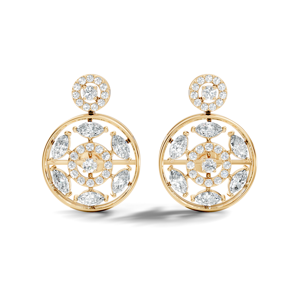 1.80 Ct Marquise & Round Shape Natural & Lab grown Diamond 14k solid White Gold New Every Wear fabulous Earrings For Her - HIGHCARAT DIAMONDS
