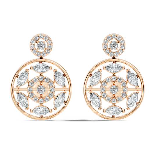 1.80 Ct Marquise & Round Shape Natural & Lab grown Diamond 14k solid White Gold New Every Wear fabulous Earrings For Her - HIGHCARAT DIAMONDS