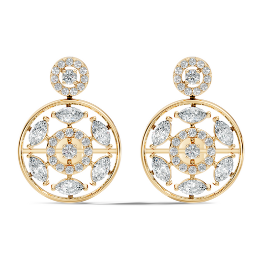 1.80 Ct Marquise & Round Shape Natural & Lab grown Diamond 14k solid White Gold New Every Wear fabulous Earrings For Her - HIGHCARAT DIAMONDS