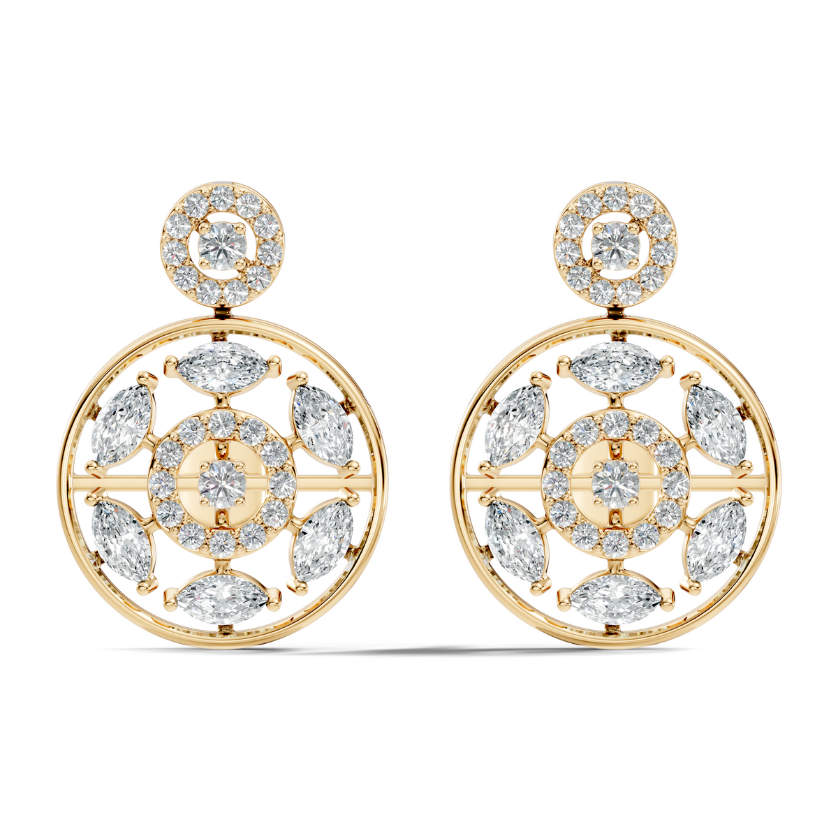 1.80 Ct Marquise & Round Shape Natural & Lab grown Diamond 14k solid White Gold New Every Wear fabulous Earrings For Her - HIGHCARAT DIAMONDS