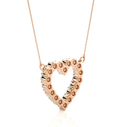 Classic 14K Solid Gold Heart Pendant Necklace In 0.46 CT Open Heart Shape Pendant For Women's