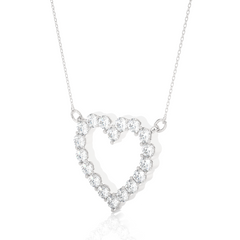 Classic 14K Solid Gold Heart Pendant Necklace In 0.46 CT Open Heart Shape Pendant For Women's - HIGHCARAT DIAMONDS