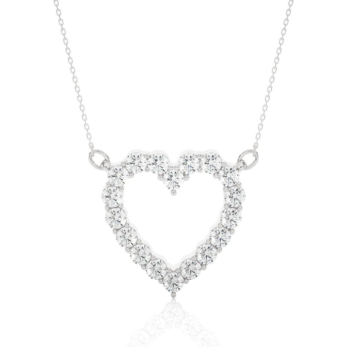 Classic 14K Solid Gold Heart Pendant Necklace In 0.46 CT Open Heart Shape Pendant For Women's - HIGHCARAT DIAMONDS